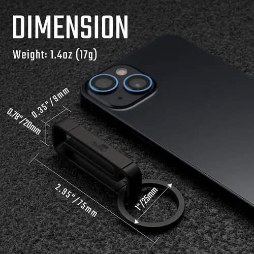 Vista 25 de KeyUnity Clip de cinturón Titanium del tenedor de la llave, llavero lateral doble del mosquetón para los hombres