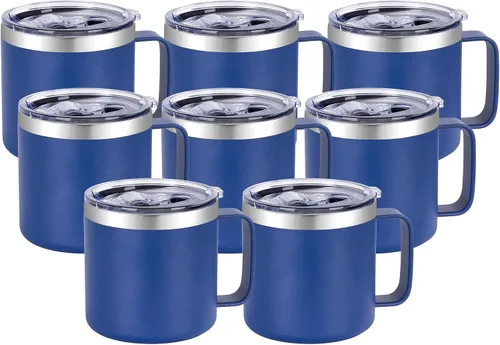 Vista 8 de VEGOND Taza de café aislada de 14 onzas con asa, taza de café de viaje de acero inoxidable con tapa, taza de café de metal al vacío de doble pared