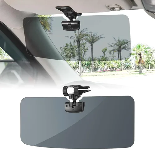 Vista 14 de JOYTUTUS Extensor de visera solar para automóvil, visera solar polarizada antirreflejos universal fácil de instalar, extensión de visera UV400