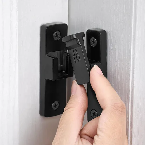 Vista 3 de INIRET Cerradura de puerta de granero de 90 grados, pestillo de aleación de zinc de alta calidad, pestillos de puerta abatible para gabinetes, baño