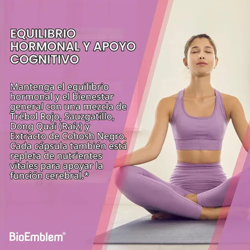 Vista 4 de BioEmblem Multivitamínico para mujer - 21 vitaminas y minerales activos - 90 cápsulas