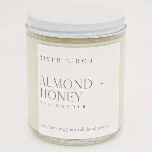 Vista 63 de River Birch Candles - Vela perfumada de almendra y miel Velas en tarro de ámbar de soja de primera calidad, totalmente naturales, no tóxicas, 8.5