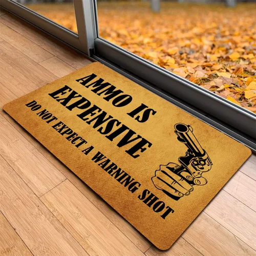 Vista 5 de Divertido tapete de bienvenida para la entrada interior del porche delantero, alfombra de munición es costosa, no esperes una toma de advertencia