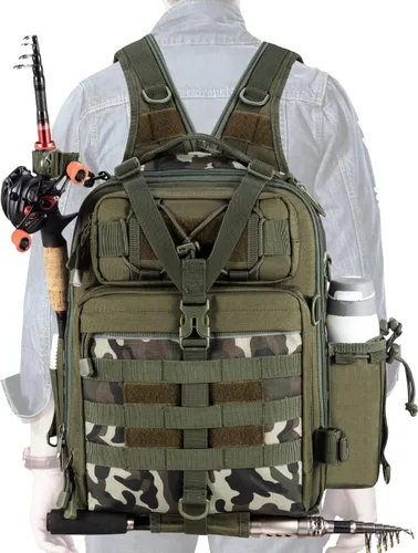 Vista 8 de Blisswill - Bolsa de almacenamiento para equipo de pesca al aire libre - Mochila de pesca grande resistente al agua