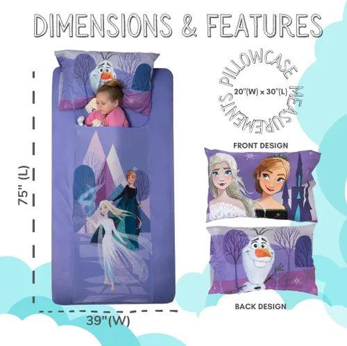Vista 3 de Juego de ropa de cama para niños Frozen de Disney, sábanas de compresión súper suaves Snuggle (TM), individual, (producto oficial de Disney)