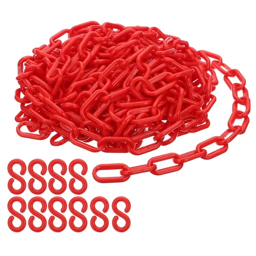 Vista 10 de PATIKIL Cadenas de plástico, cadenas de seguridad de 30 pies, cadenas de plástico negro para barreras, control de multitudes, líneas de cola