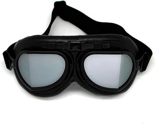 Vista 19 de Anteojos de seguridad para motociclismo, motonetas, medio casco clásico para Vespa, estilo aviador, plegable con lentes transparentes T008 Marco