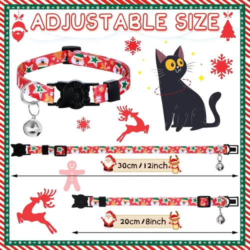 Vista 7 de Talltalk 15 piezas de collar de gato festivo para Halloween, collar de gato Hebilla de seguridad ajustable, calabaza fantasma, se adapta a mascotas