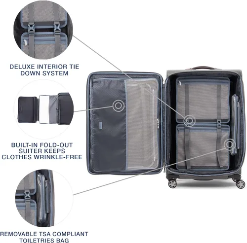 Vista 5 de Travelpro Platinum Elite-Softside - Maletas expansible con ruedas giratorias Gris Vintage 409186905
