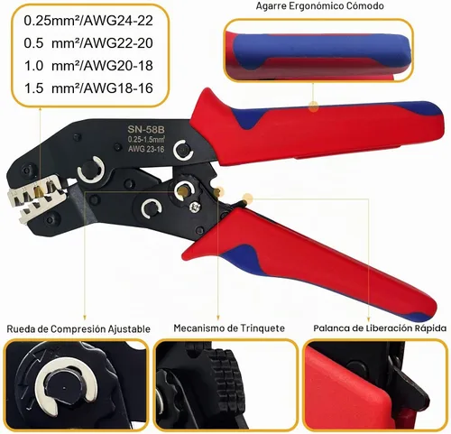 Vista 3 de 64 Kit 1/2/3/4/5/6 Pin Automotive Waterproof Wire Connector with Crimper 1-6pin/64kit With Crimper