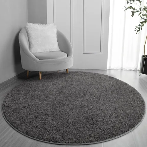 Vista 20 de FlyDOIT Alfombras redondas para dormitorio, sala de estar, 4 x 4, color negro, súper suaves, cómodas, gruesas, de espuma viscoelástica, alfombra