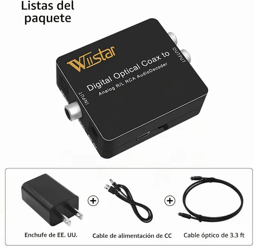 Vista 7 de Wiistar decodificador de fibra óptica con soporte AC3/DTS/Dolby Toslink coaxial digital a audio analógico izq./der. 3.5mm