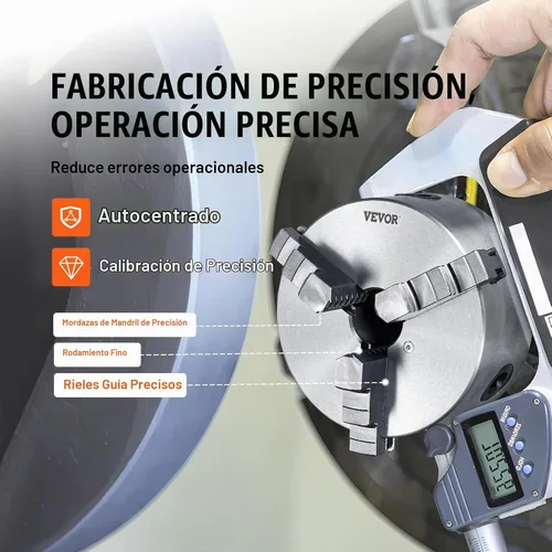 Vista 3 de VEVOR Mandril de torno de 3 mordazas, mandril de torno autocentrante de 6'', rango de sujeción de 0.14-6.3 pulgadas/3.5-160 mm con tornillos
