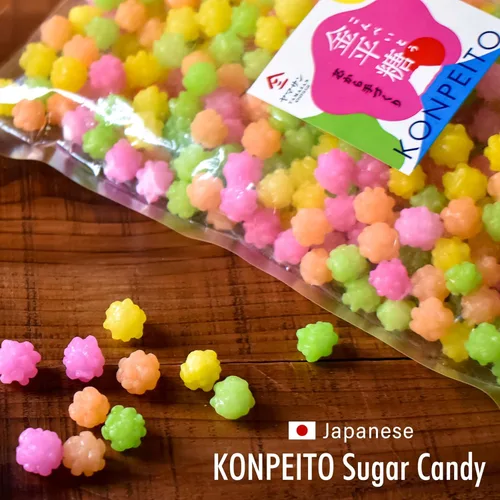 Vista 3 de YAMASAN KYOTO UJI Konpeito dulce japonés de azúcar - Bolsa grande 500g, Colores variados, Hecho a mano desde el núcleo de azúcar【YAMASAN】