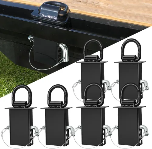 Vista 8 de 4 Paquetes de Anillos en D de Bolsillo de Estaca, Anclajes de Amarre de Anillo en D para Remolque de Servicio Pesado, Ajustables con Cordón