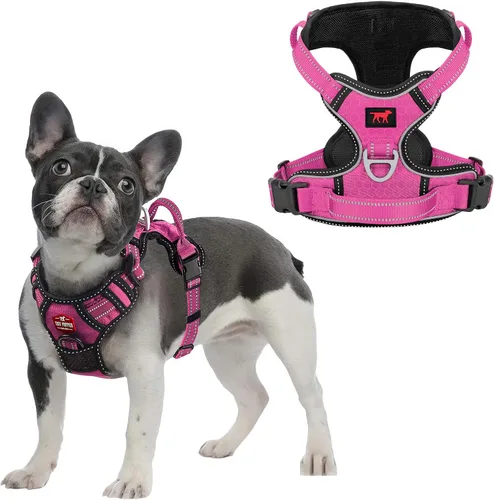 Vista 10 de Tuff Pupper Arnés para perro sin tirones, chaleco resistente para mascotas, clips para correa delantera y trasera, mango de seguridad fuerte