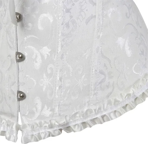Vista 5 de Corsé de talla extragrande para mujer con ribete plisado floral y ceñidor de cintura