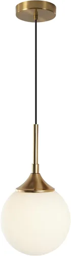 Vista 18 de KCO Lighting - Lámpara colgante moderna de globo de 1 luz, luz colgante de vidrio ahumado individual grande de mediados de siglo, latón cepillado