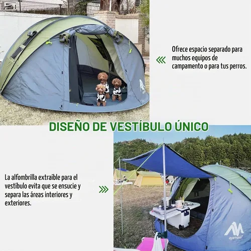 Vista 5 de AYAMAYA Waterproof 6 Person Easy Pop Up Tents for Camping with Vestibule