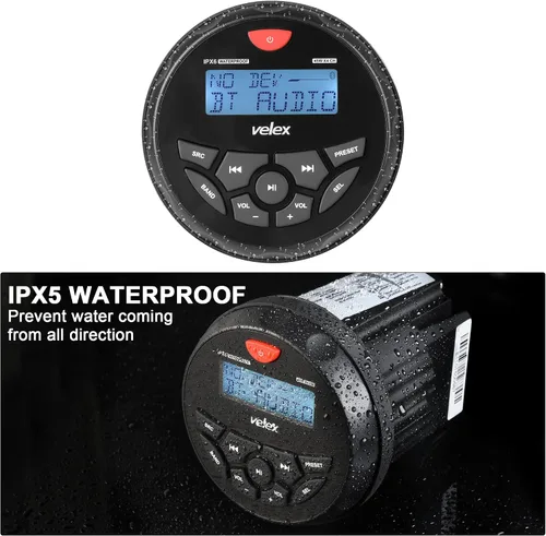 Vista 8 de Radio estéreo marina Bluetooth para barcos, sintonizador FM para barcos, carrito de golf, ATV, UTV y jacuzzis de spa, transmisión de medios digitales
