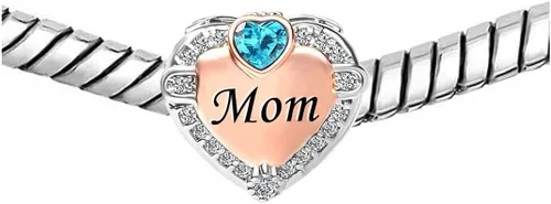 Vista 3 de KunBead Dijes de cuentas de amor con forma de corazón de oro rosa, compatible con pulseras Pandora, joyería de cumpleaños