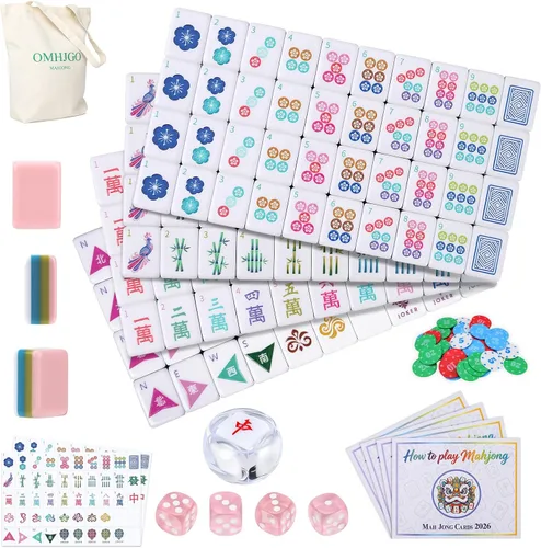 Vista 12 de Juego de azulejos de Mahjong americano de 4 capas para amantes de Púrpura pálido-2