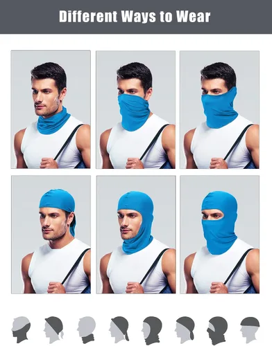 Vista 2 de SATINIOR Pasamontañas de 9 piezas, máscara de cara completa, protección solar UV, cubierta facial de verano, transpirable, resistente al viento