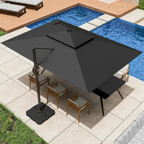 Vista 26 de Sombrilla voladiza para patio, 9 x 12 pies, sombrilla giratoria Beige
