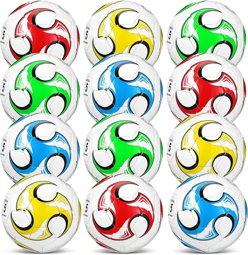 Vista 8 de Lenwen 12 pelotas de fútbol con inflador a granel, tamaño oficial 5, 4, 3, niños, adolescentes, adultos, deportes en interiores y exteriores, regalo
