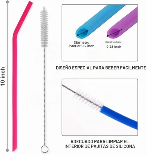 Vista 2 de Tifanso - 8 popotes de silicona reutilizables para vasos de 20 onzas y 30 onzas