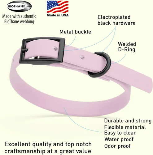 Vista 230 de Dogline Biothane - Collar impermeable para perro con hebilla de liberación rápida, resistente cincha de nailon recubierta con resistente y a prueba