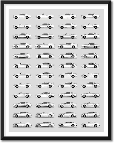 Vista 18 de Idea Network Póster hecho a mano compatible con Ford Print Wall Art Decoración hecha a mano de lo mejor de las generaciones de Ford, Historia Ford