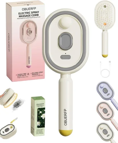 Vista 8 de Steam Hair Brush, 2 in 1 Electric Spray Detangling Comb, Hot Air Straightener and Flat Iron, Rechargeable Nano Mist Heated Salon Styling Tool, Anti