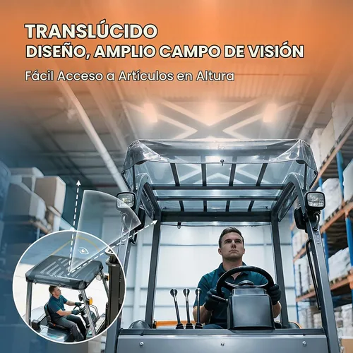Vista 5 de Cubierta Universal para Carretilla Elevadora, Accesorios para Carretillas Elevadoras 45 x 33in, Gris Translúcido