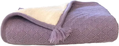 Vista 6 de Knoten Luxe - Manta de punto trenzado Sherpa para bebé (cristal de playa)