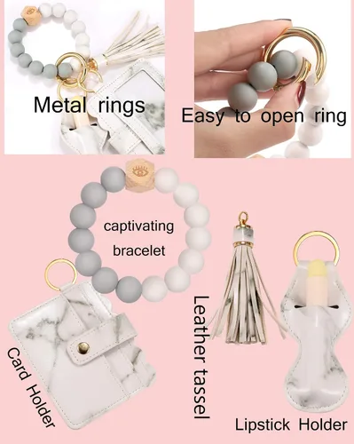 Vista 43 de BVGA Pulsera llavero de pulsera de silicona para mujer