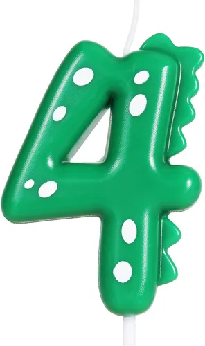 Vista 8 de Velas de primer cumpleaños, vela número 1, decoraciones de fiesta de dinosaurios para cumpleaños, vela verde de feliz cumpleaños para pastel, vela