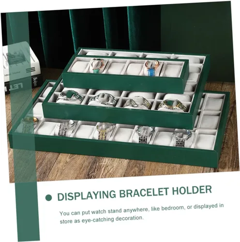 Vista 4 de LIFKOME 5pcs 6-grid Watch Storage Watch Display Tray Watch Tray for Men Slots Watch Bracelet Tray Watch Tray Organizer Watch Bracelet Display Tray