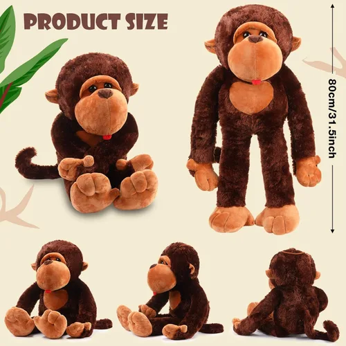 Vista 2 de Shappy Mono gigante de peluche de 31.5 pulgadas de gorila grande, juguete de peluche para baby shower, fiesta de cumpleaños, regalos para niños