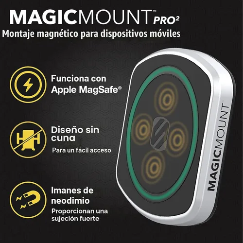 Vista 2 de Scosche MP2FM-XCES0 MagicMount Pro2 - Kit de soporte magnético universal de teléfono celular para automóvil de superficie empotrada Compatible
