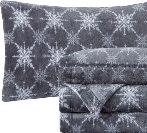 Vista 27 de Elegant Comfort - Juego de sábanas de franela de terciopelo de lujosamente suave de 4 piezas para las fiestas - Calidad premium - Juego de sábanas