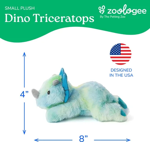 Vista 3 de The Petting Zoo Dinosaurio Triceratops - Peluche de peluche, regalos para niños, animales de dinosaurio Scoopz, juguete de peluche de dinosaurio