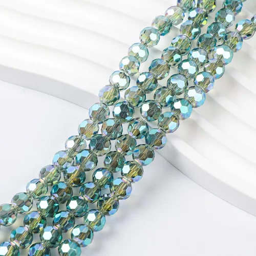 Vista 6 de 450 cuentas de cristal redondas ámbar de 0.236 in para la fabricación de joyas