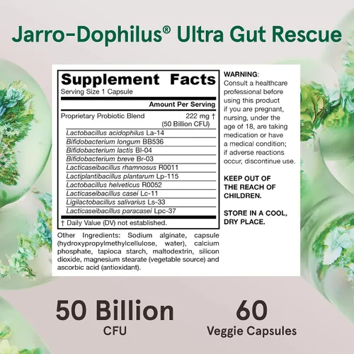 Vista 6 de Jarrow Formulas Jarro-Dophilus Ultra Gut Rescue - 50 mil millones de UFC por porción - Probióticos restauran, protegen y mantienen la flora