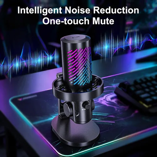Vista 3 de tenlamp Micrófono USB para juegos para transmisión y podcast, control