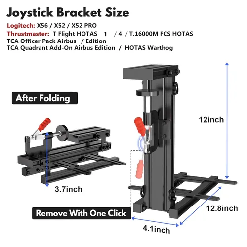 Vista 3 de RACGTING Hotas Mount for Logitech X56X52X52 Pro No Installation Joystick Mount for Thrustmaster T Flight HOTAST16000M FCS HOTASTCA Officer Pack
