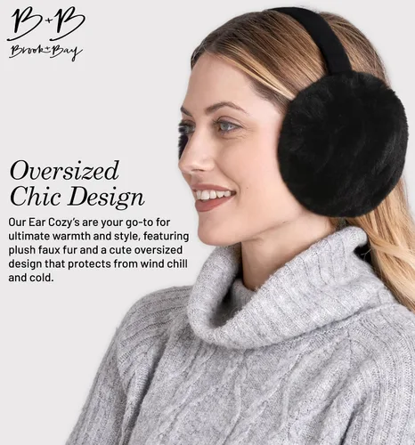 Vista 2 de Orejeras para mujer calentadores de oído de invierno suave y cálido cable de punto de lana. Orejeras para el frío