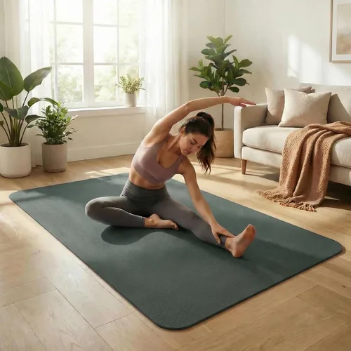 Vista 7 de Esterilla grande de yoga de 6'x 4' (72"x 48") — Esterilla de ejercicio extra ancha de 1/4" y 1/3" de 183cm x 122cm, gran esterilla de ejercicio