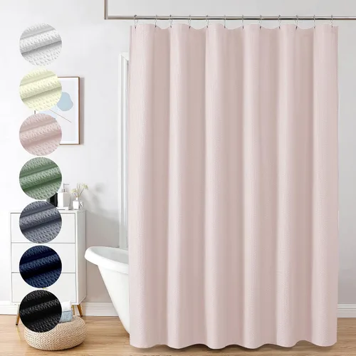 Vista 47 de OVZME Cortina de ducha de tela Berry Stall de 36 x 72 pulgadas, suave y gofre, pequeña cortina de ducha negra para baño con textura para un