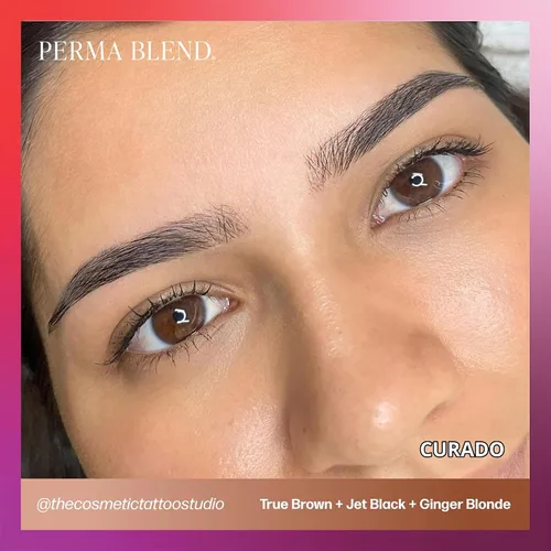Vista 5 de Perma Blend Pigmento de tinta de tatuaje de cejas rubio jengibre, suministros profesionales de microblading para cejas, botella de 1/2 oz